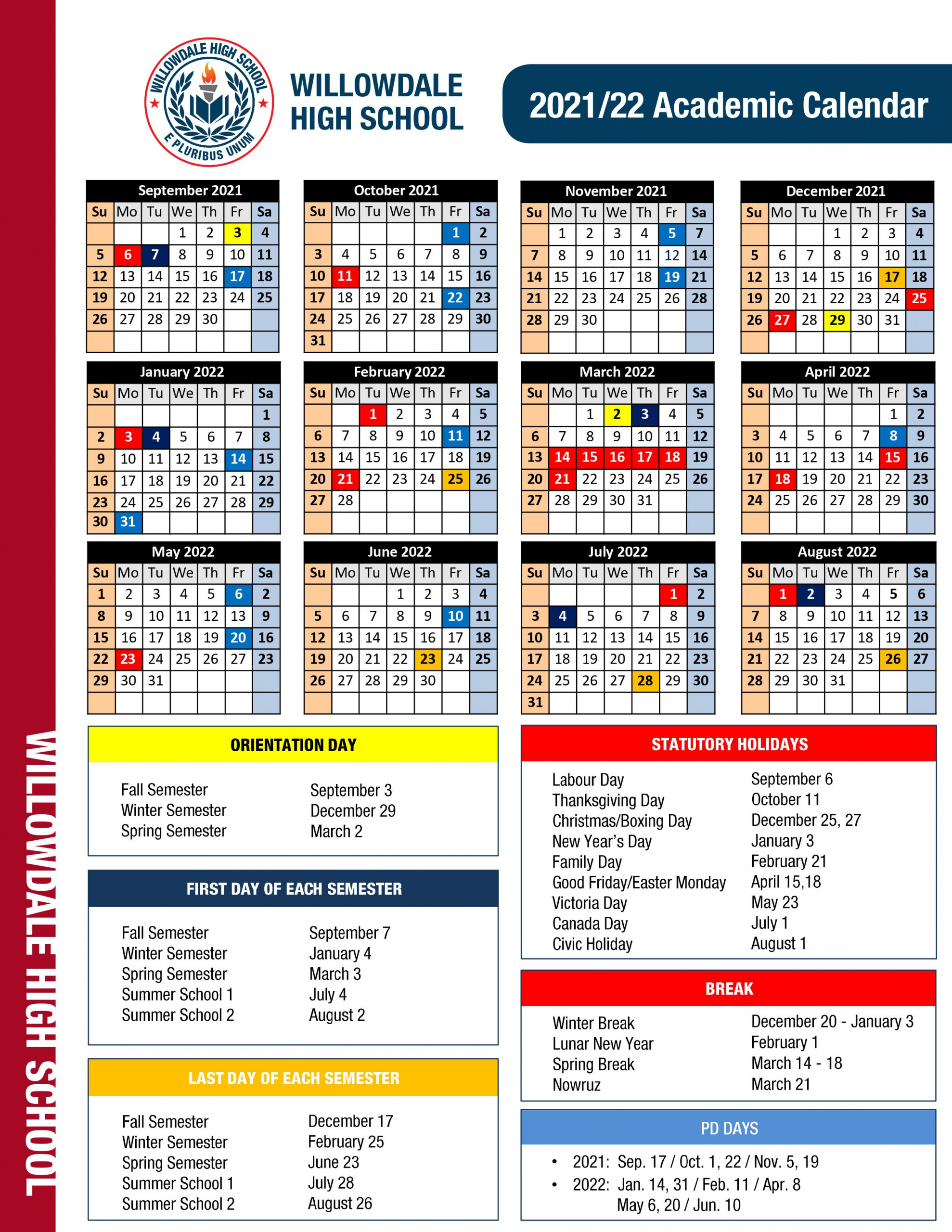Millersville Academic Calendar Fall 2022 School Course Calendar – Willowdale Highschool